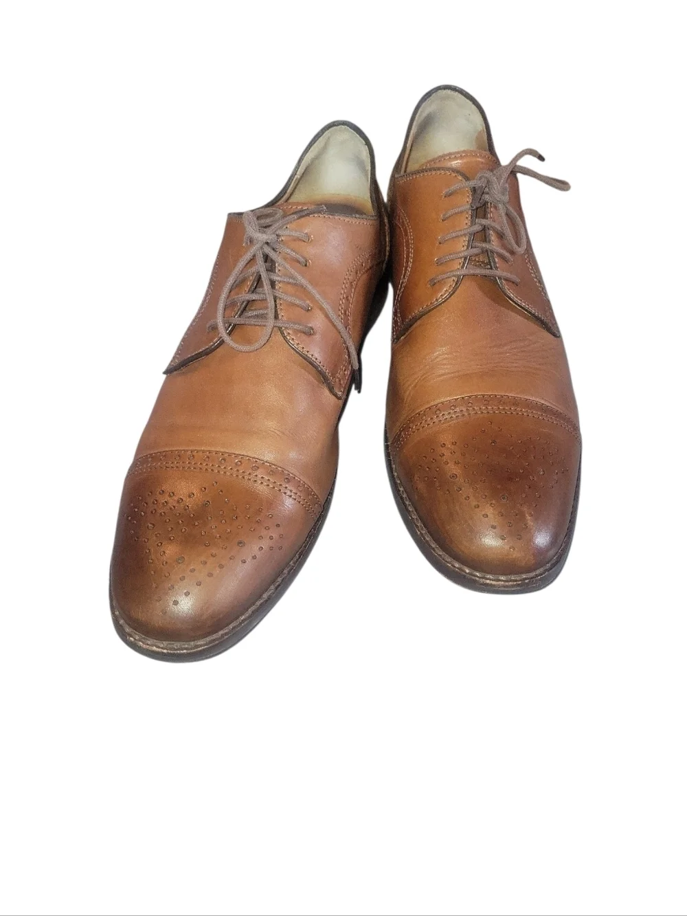 Johnston & Murphy Alredge Men's Brown Leather Cap-Toe Oxford Dress Shoes Sz 10M